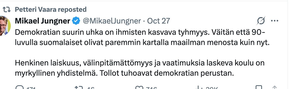 Finnsanity's tweet photo. CIA WEF EU Salaliitot ovat suurin nyt esille tulleen tuhon ja laman aiheuttaja:
- Kuten Jungner, toimintasi natsisukujen NATOn lobbaamisessa mm verovaroilla työaikana YLE:n eliitissä.
#jungner mikael #mikaeljungner #demarit @demarit #suomi #talous #venäjäviha #nato #oikeisto https://t.co/ryGtMQUwd3