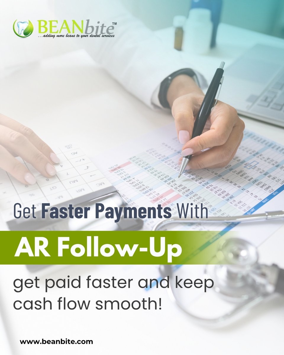 BEANbite's tweet image. 💰Faster Payments with AR Follow-Up!🚀
Let BEANbite handle your AR follow-ups efficiently so you get paid faster and keep your cash flow smooth! 💼✨
📞 Call: (424) 262 9055
🌐 Visit: beanbite.com
#DentalBilling #ARFollowUp #RevenueGrowth #billingsolutions #BEANbite