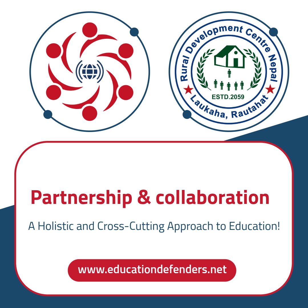 New Partnership Announcement 🌍

We’re excited to share that the <a href="/EducationDN/">Education Defenders Network - EDN</a> has joined hands with the <a href="/RDC_Nepal/">RDC Nepal</a> to advance inclusive &amp; equitable education for all learners.

Learn more about RDC work here: rdcnepal.com

#EducationForAll #EDN #RDC #Canada #Nepal