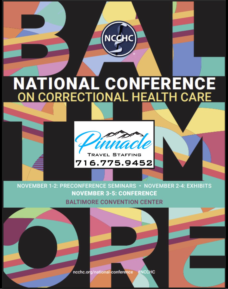 Join us at the Baltimore Convention Center for the Correctional Health Care Conference from November 1-5, 2025.

The Largest and Most Prestigious Correctional Health Conference in North America

events.ncchc.org/national-confe…