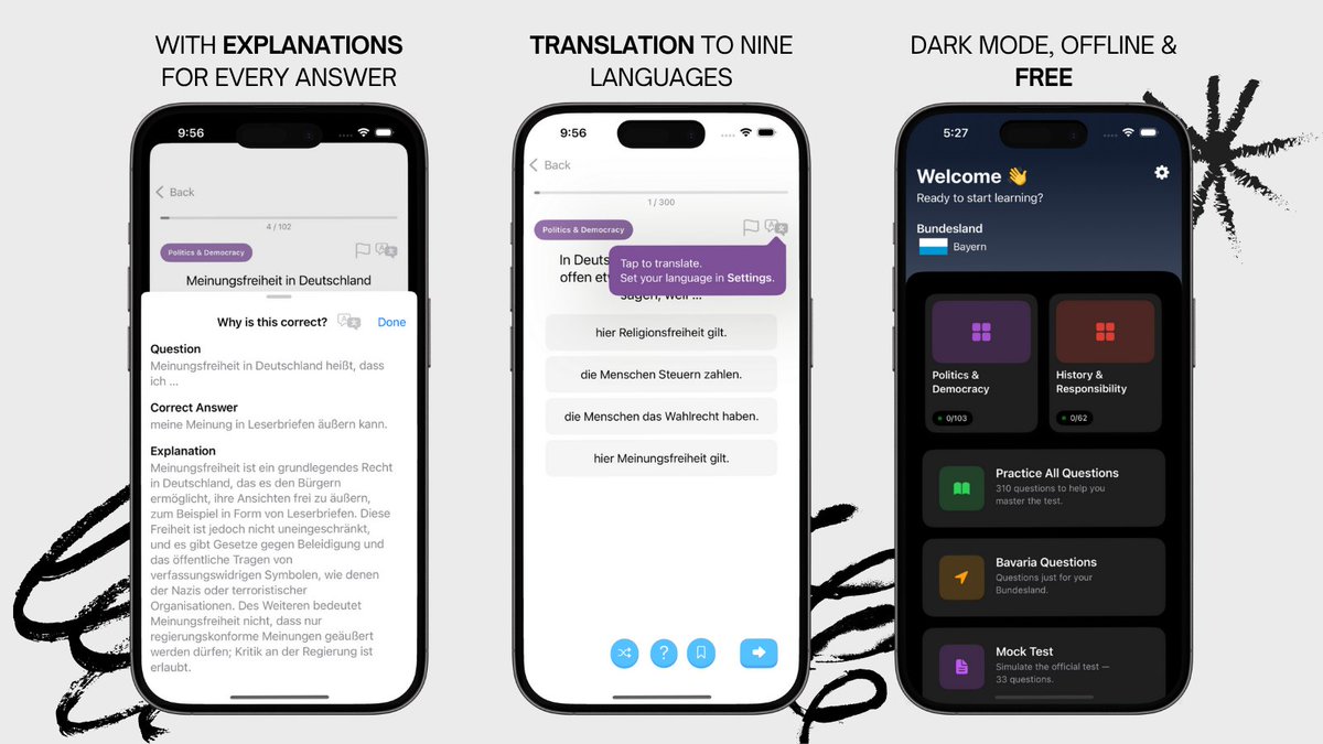 saradrada's tweet photo. You’ve built a life in Germany. 
Now it’s time to make it official. 🇩🇪

Prepare for the Einbürgerungstest with DEU: free, multilingual, and designed to help you pass with confidence.

Download now! ➡️ https://t.co/MeS3TiiUHG

#citizenship #Germany #lebenindeutschland https://t.co/Np1sMqQhTh