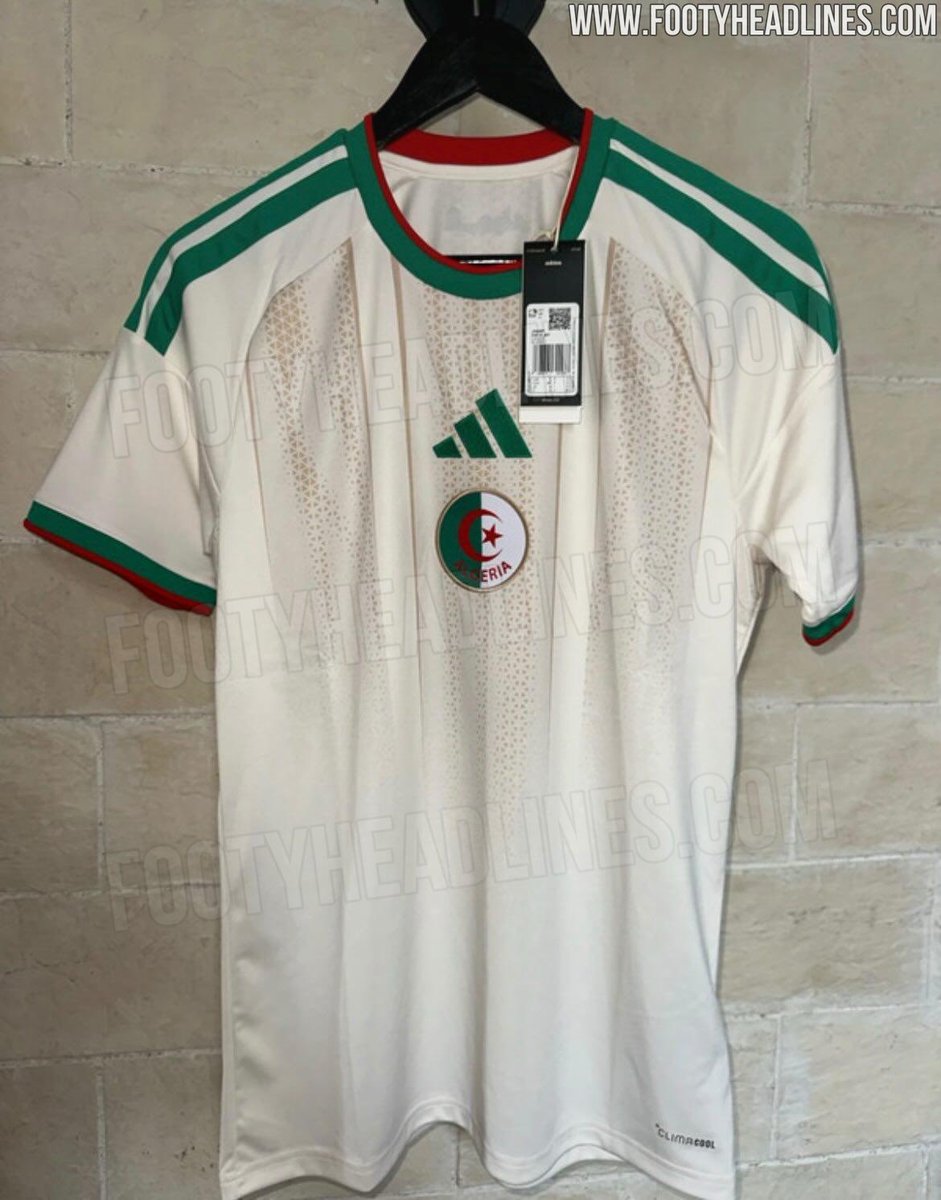 Squadra213's tweet image. Voici à quoi devrait ressembler le maillot domicile de l’Algérie pour la Coupe du monde ! 👕🌎

(@Footy_Headlines)