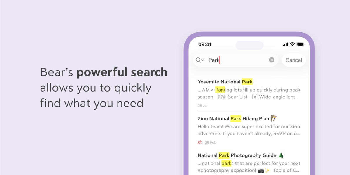 BearNotesApp's tweet image. Can’t remember if it was in a note, a PDF, or a screenshot?
Doesn’t matter, Bear can find it. 🔍

💡 With Bear Pro, you can search text inside PDFs and images.