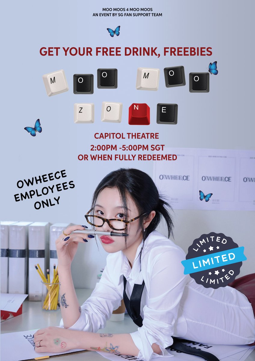 mizushopsg's tweet photo. MOO MOO ZONE @ OWHEECE SG

Calling all OWHEECE Employees! Have your tea break before OWHEECE SG! Come have a cuppa on us!

Don't forget your freebies!

⏰ 2:00PM to 5:00PM SGT or when fully redeemed

📍 Capitol Theatre (refer site map)

To claim your drink and freebie, show us your wristband after redeeming it 😊

#휘인 #Wheein 
#OWHEECEinSINGAPORE
@WheeIn_0fficial
@o_n_worldwide  @Threeanglespro