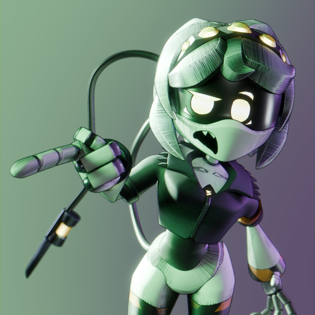 I did a bit of polishing on my facial rig and rig in general. The eyebrows now switch between textures when they are above the eyes, the X eyes are now actually possible, etc. I hate drivers and UV warps so much.
#MurderDrones