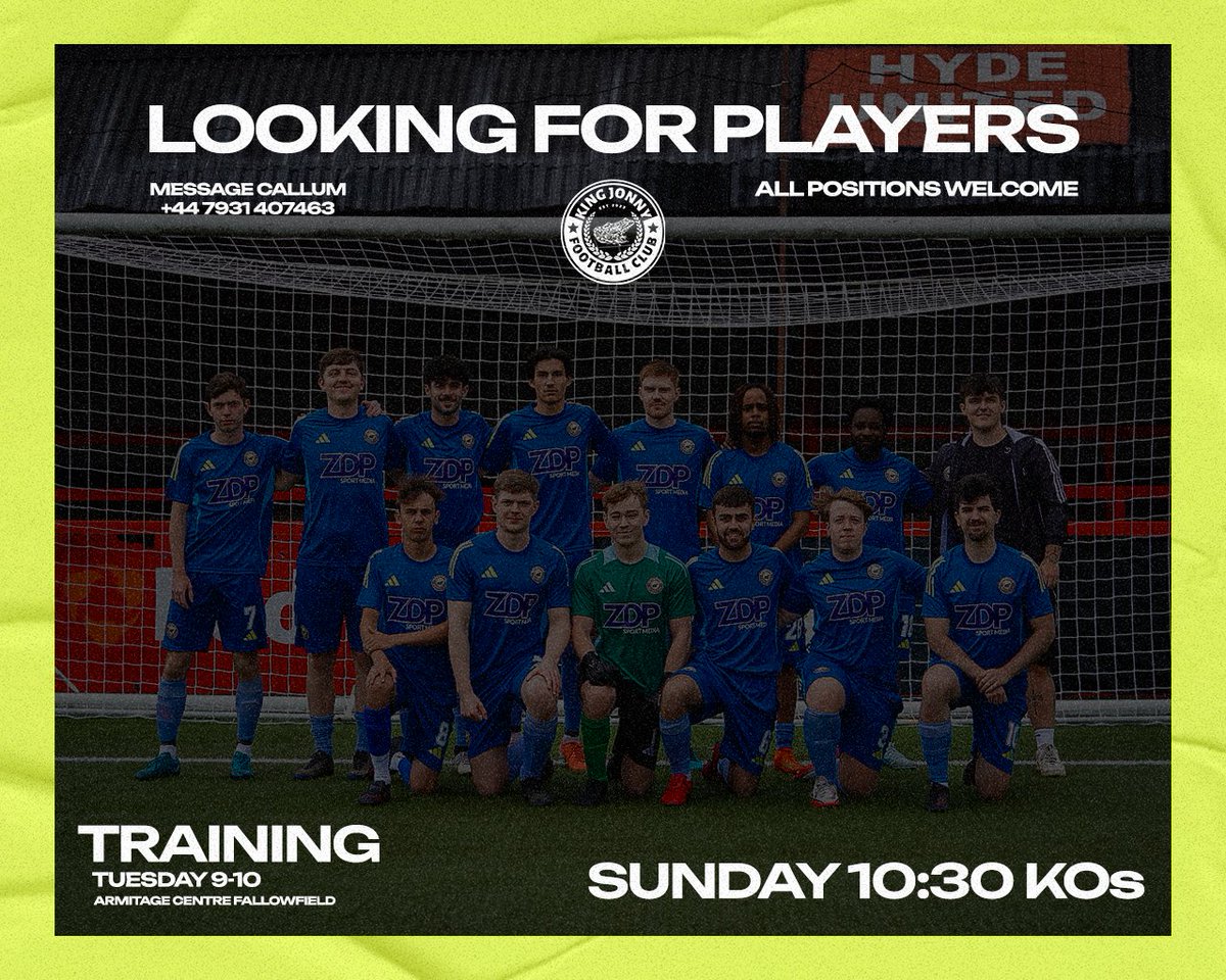 𝑱𝒐𝒊𝒏 𝑻𝒉𝒆 𝑱𝒐𝒏𝒏𝒚 👑🐸

We’re still looking to add a few more players for the season, drop us or Callum a message if you’re interested!