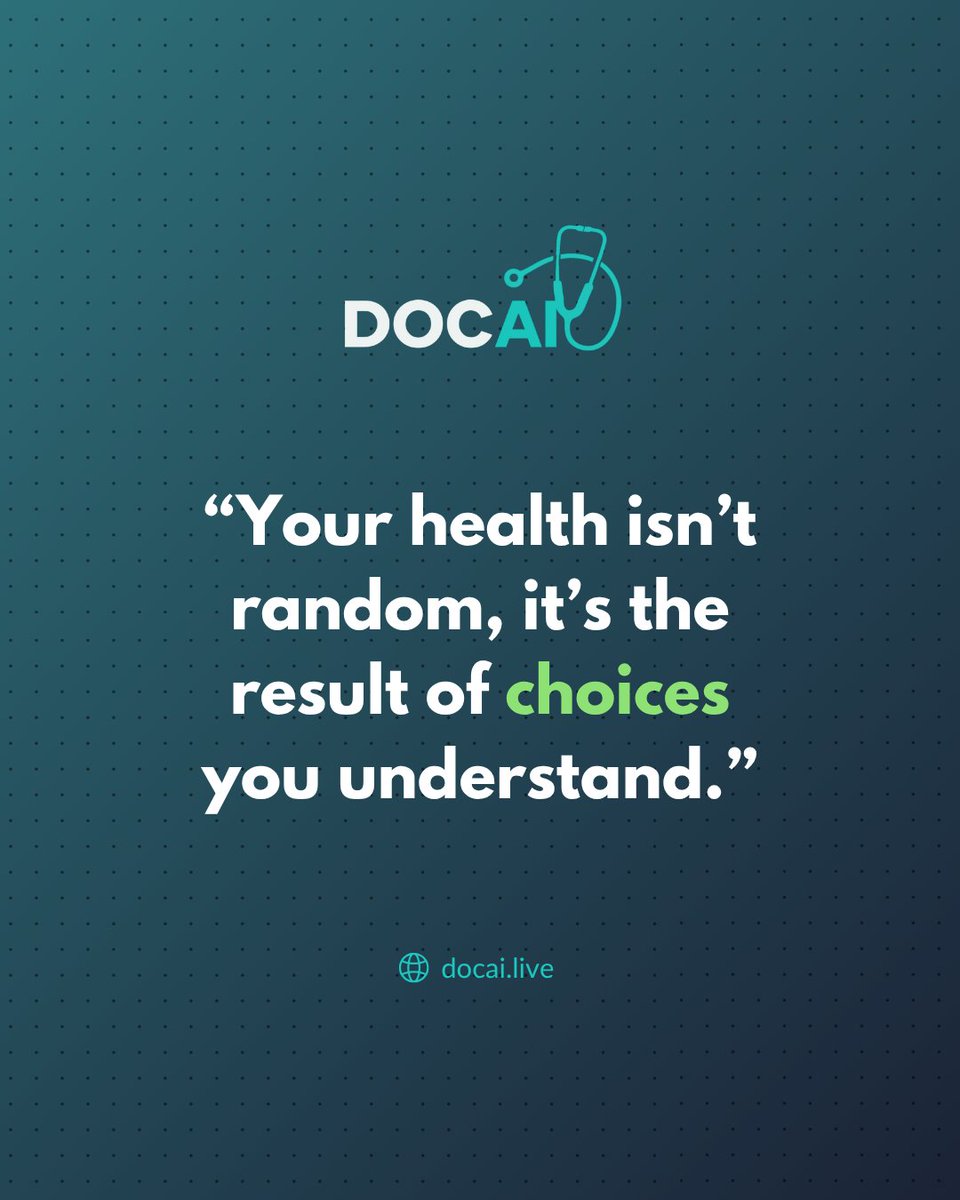 DocAI_global's tweet image. Your health isn’t random. It’s built on choices you understand.

#DocAI #HealthClarity