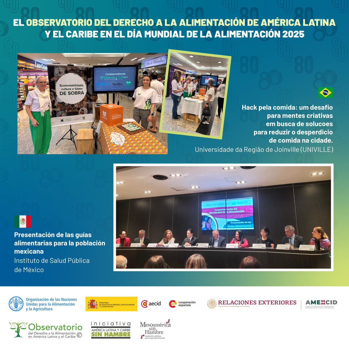 🌎📷Así vivimos el #DíaMundialdelaAlimentación desde las #UniversidadesContraelHambre, donde reafirmamos el compromiso por el derecho a la alimentación desde los territorios, impulsando conocimiento y acción por una región sin hambre.

Apoyan <a href="/FAO/">Food and Agriculture Organization</a> <a href="/AECID_es/">AECID</a> <a href="/AMEXCID/">AMEXCID</a> <a href="/ALCsinhambre/">ALCsinhambre</a>