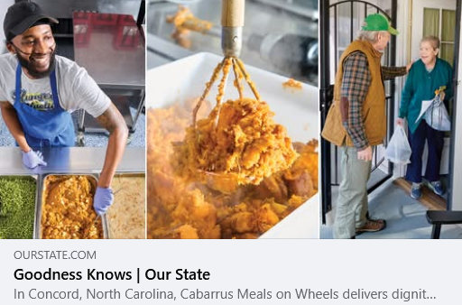 Cabarrus Meals on Wheels has been featured in Our State magazine! The article highlights how our incredible volunteers and staff deliver so much more than meals — they deliver dignity, connection, and care to homebound seniors across Cabarrus County. bit.ly/47cqZRS