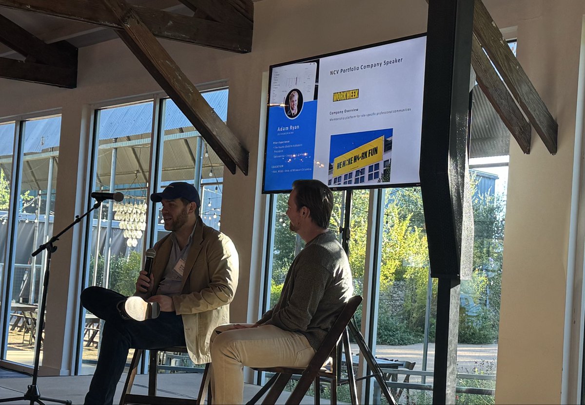 Thank you Adam Ryan for talking about his #entrepreneurial journey and how his team is implementing #AI in all aspects of building Workweek (workweek.com) at the Next Coast Ventures Annual Founder / CEO summit!