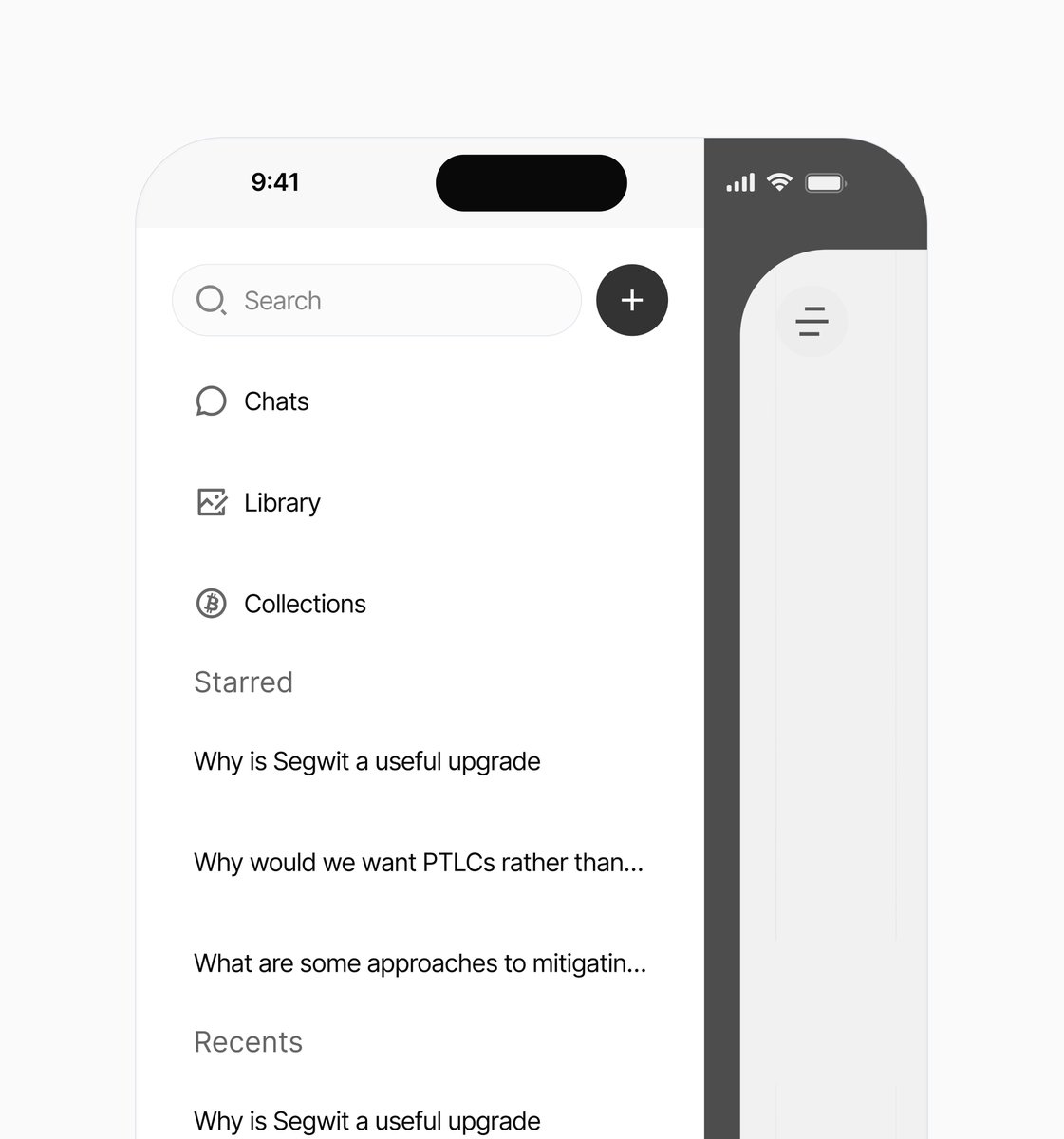 thetimileyin's tweet image. sidebar navigation for chatBTC✨💫

#bitcoindesign