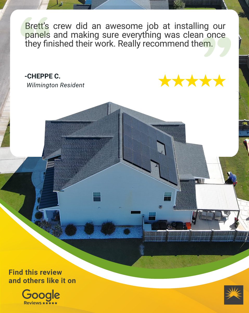 CapeFearSolar's tweet image. Our team is committed to craftsmanship in every job we do. Thank you, Cheppe, for the wonderful review!

#customerreview #solarreview #solarcompany #solarinstallation