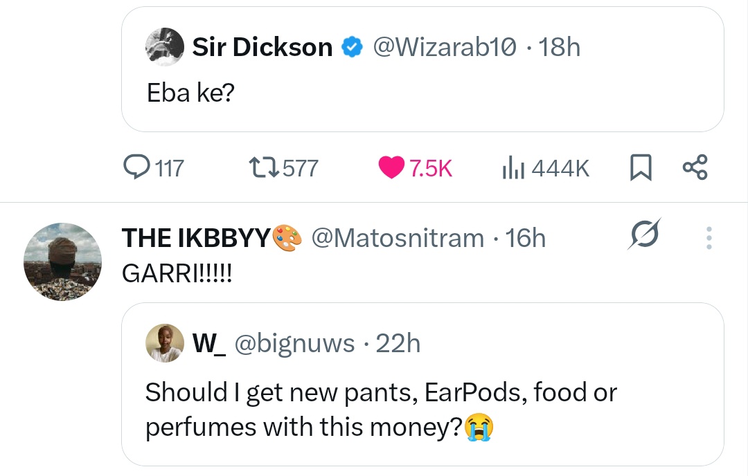 Toluzene's tweet image. Omo I hate this app abeg!
See alogorithm 😭💔