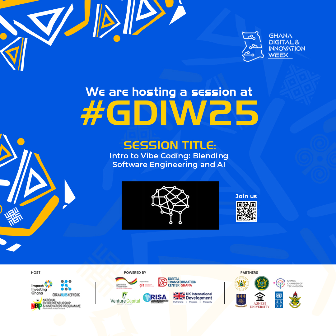 thegdiw's tweet image. STOP SCROLLING: This is the future! 🤯

4 HUGE new sessions added to #GDIW25 (Nov 12-14):

Design for the 24hr Economy 

Vibe Coding (Software + AI) 

Education 4.0 📚

Mindful Tech 🧘

Register now:[goivents.com/marketing/even…]

#AccraTech #GhanaInnovation #AI #DesignThinking
