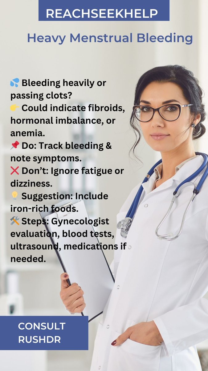ReachSeekHelp's tweet image. Heavy periods affecting your daily life? It may need medical attention.
Consult gynecologists on @rushdr @reachseekhelp
👉 Download RUSHDR: play.google.com/store/apps/det…
#HeavyMenstrualBleeding #MenstrualHealth #WomenCare #Gynaecology #PeriodProblems #Consult @RUSHDR @ReachSeekHelp