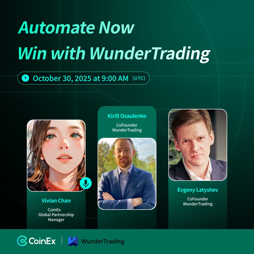 coinexcom's tweet image. It&apos;s finally here! The AMA you&apos;ve been waiting for with @wunder_bit !🤖 

We&apos;ll be answering YOUR questions from our submission round. The top selected questions will split 500 $USDT!  

📻Oct 30, 9:00 AM UTC  

Set your reminder: x.com/i/spaces/1lDGL… #Giveaway #Airdrops