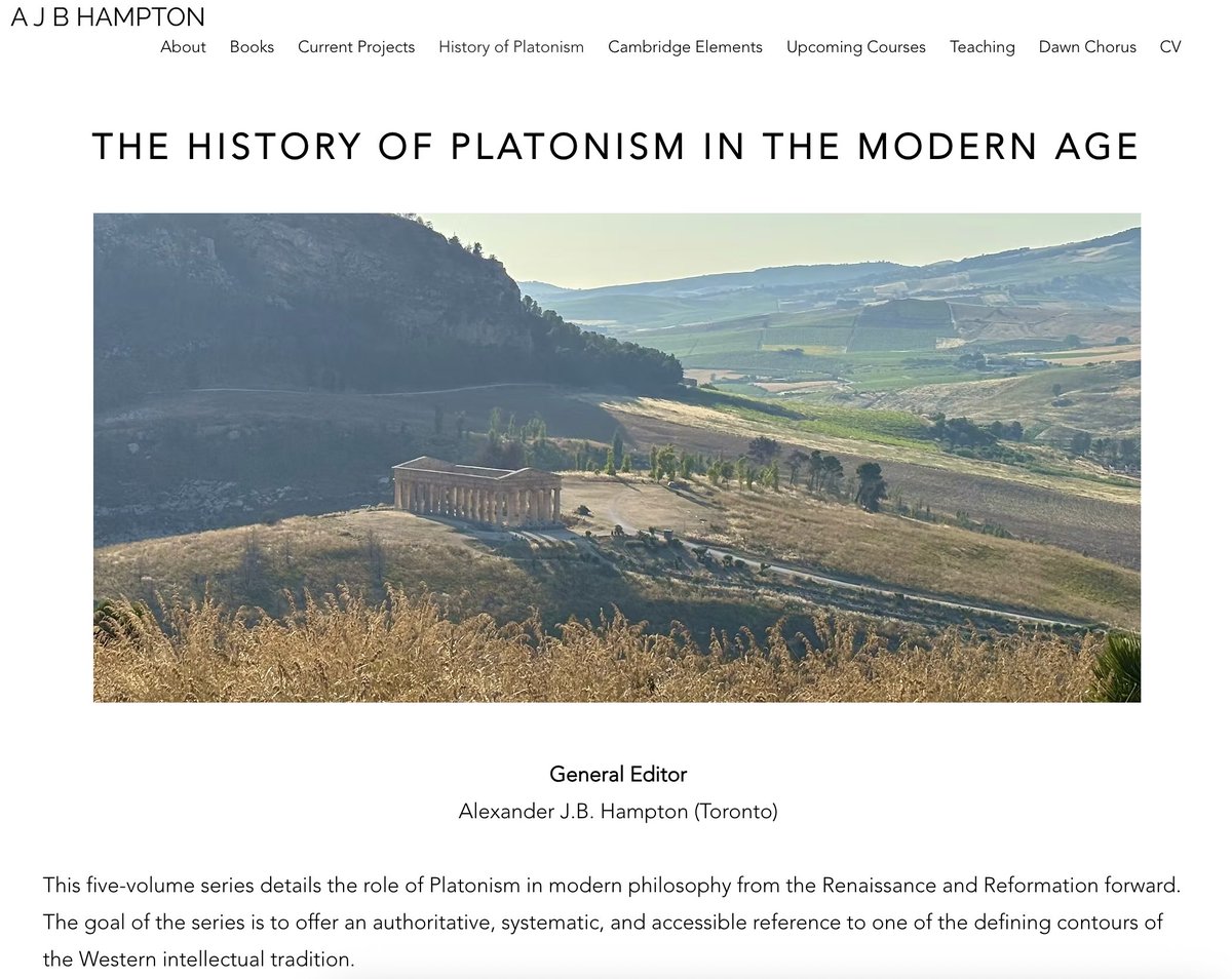 ajbhampton's tweet image. Today I signed a contract with @CambUP_Religion to edit the 5 volume ‘The #History of #Platonism in the Modern Age’. It will detail one of the defining contours of the Western tradition, from the Renaissance &amp;amp; Reformation forward. #Plato 
Information: ajbhampton.com/platonism