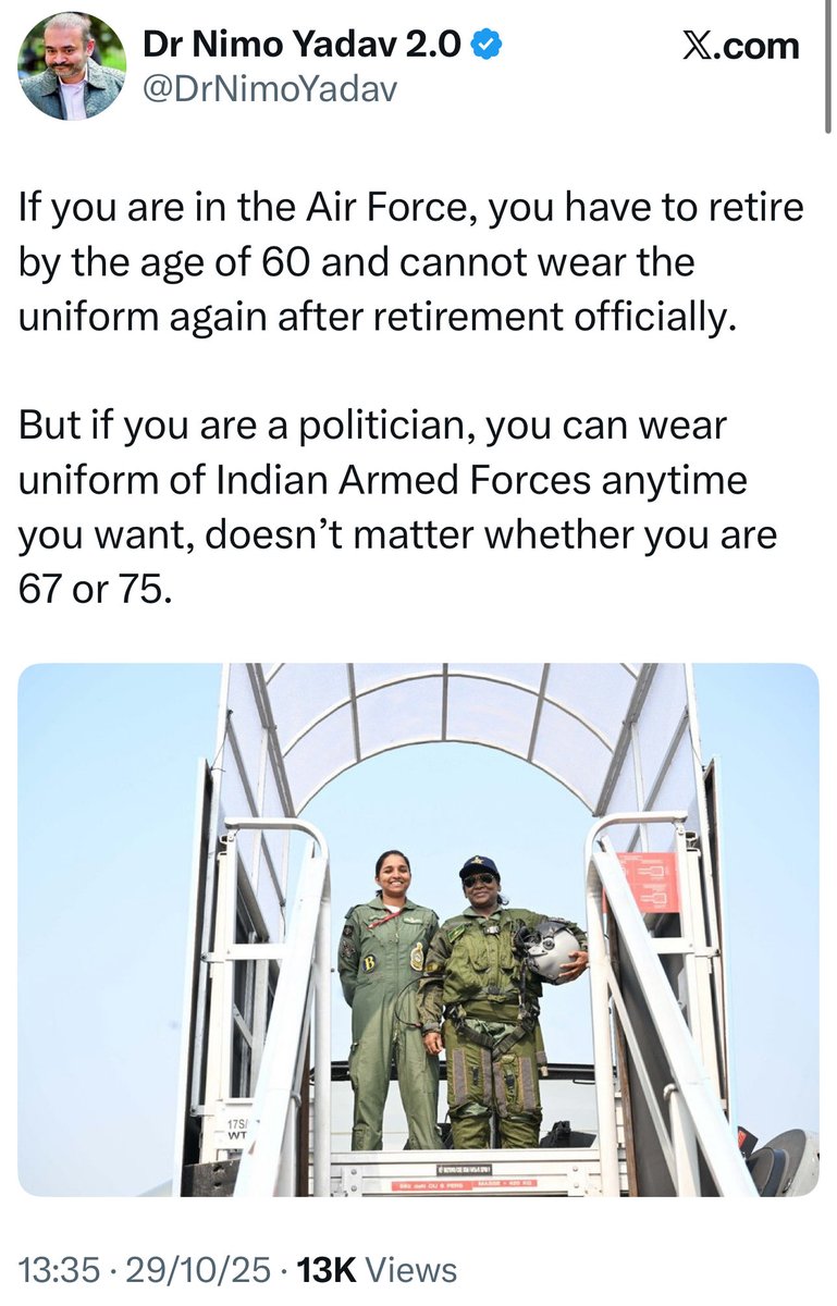 FltLtAnoopVerma's tweet image. She is president of India
As per constitution she is supreme commander of Indian Armed Forces
So all forces report into her
Fighter aircraft sorties by President, Vice President, Prime Minister, Defence Minister, CDS, Chiefs of Armed Forces is very common to boost the morale…