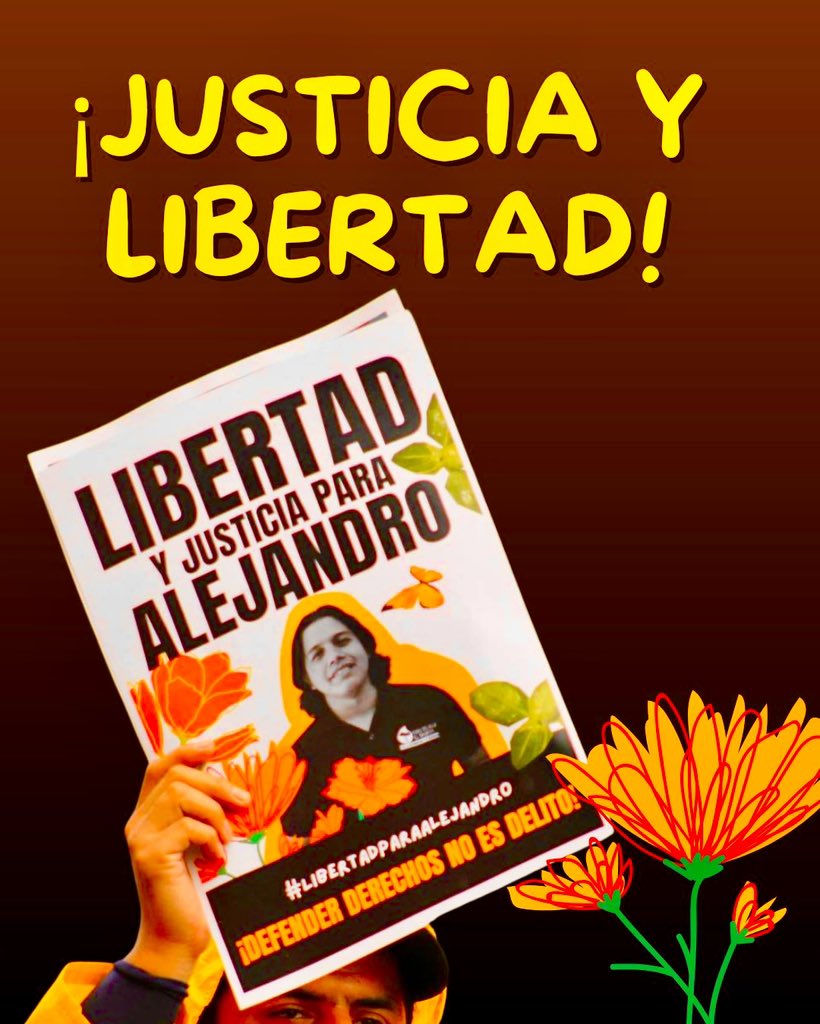 MonikR84's tweet photo. Reiteramos: no existen fundamentos jurídicos que justifiquen la detención.
La defensa ha demostrado con argumentos sólidos la inocencia de ambos defensores.

Exigimos su liberación inmediata.
Todo lo demás sería una evidencia más de persecución política.

#LibertadParaAlejandro #LibertadParaJoséÁngel