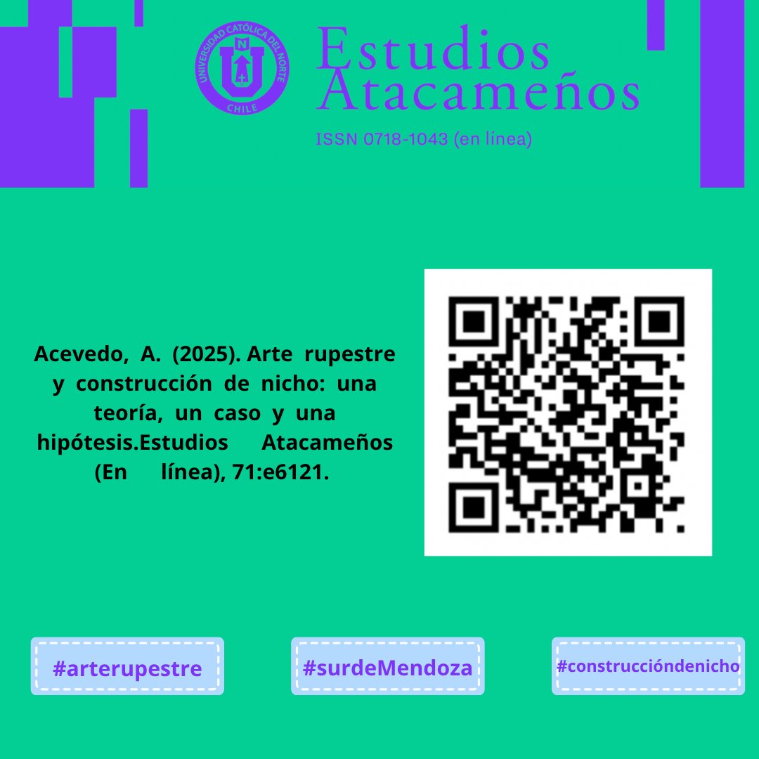 🪨 “Arte rupestre y construcción de nicho: una teoría, un caso y una hipótesis” de Agustín Acevedo.
📍Sur de Mendoza
🔗 estudiosatacamenos.ucn.cl/index.php/estu…

#ArteRupestre #SurDeMendoza #ConstrucciónDeNicho