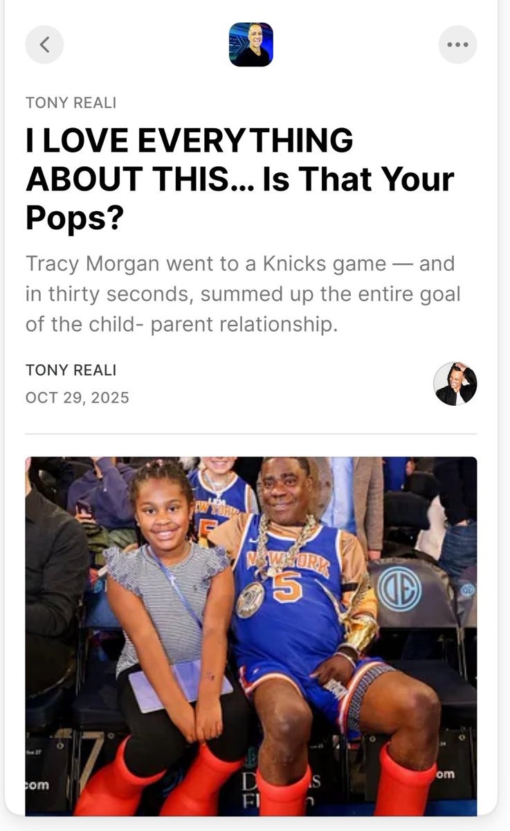I love Tracy Morgan’s comedy. I love Tracy Morgan’s story. But this clip? This is something else entirely. I LOVE EVERYTHING ABOUT THIS!

In 30 seconds he gives a masters class in the child parent relationship!

open.substack.com/pub/tonyreali/…