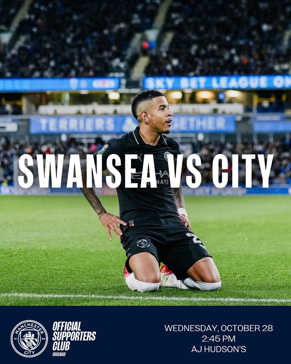 ChicagoMCFC's tweet image. Midweek match up, this time vs Swansea! Catch the afternoon kickoff at @ajhudsons 💫