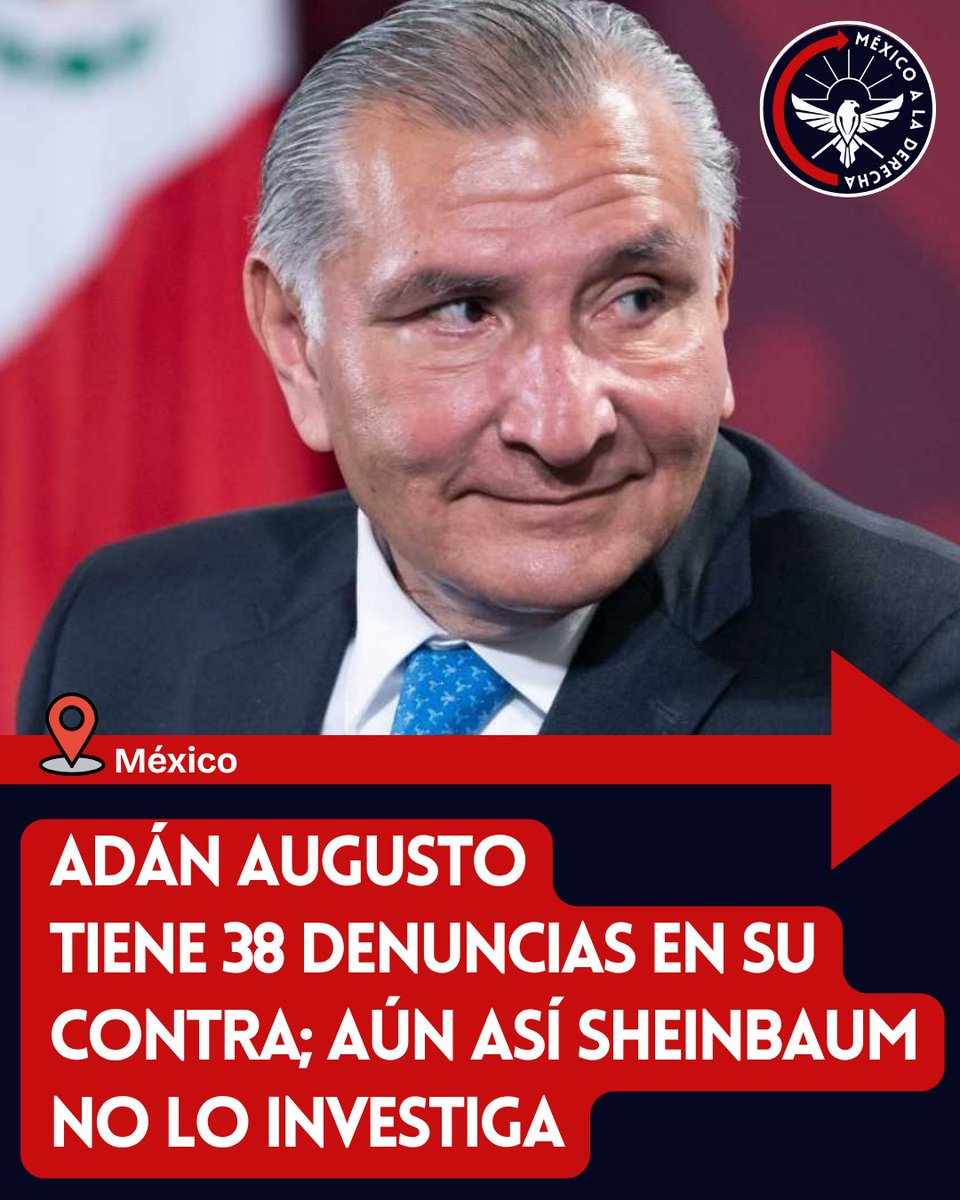 MexicoalDerecha's tweet image. 🚨🚨🚨ADÁN AUGUSTO TIENE 38 DENUNCIAS EN SU CONTRA; AÚN ASÍ SHEINBAUM NO LO INVESTIGA
👇👇👇
El senador "hermano de amloco", acumula 38 denuncias en su contra y aún así no está siendo investigado por el gobierno de Sheinbaum, ya que está siendo protegido desde Palenque.
Las…