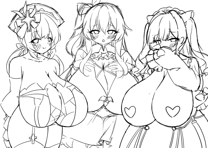 接戦でどの子を描くか迷ったので全部描くことにしました( 