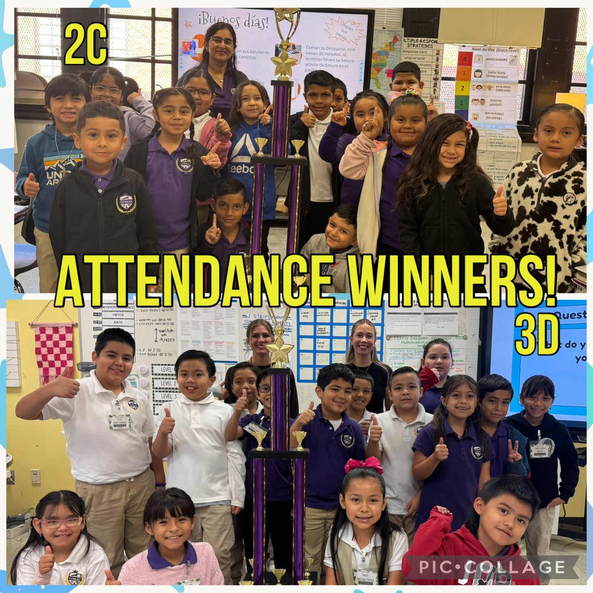Congratulations to our attendance trophy winners, Mrs. Sanchez's 2nd graders with 98.8% attendance and Ms. Cristian's 3rd graders with 100% attendance! Let's Gooo Panthers!! <a href="/CounselingDISD/">Dallas ISD Counseling Services</a> <a href="/CowartDISD/">Cowart Elementary</a> #region4saynomore
