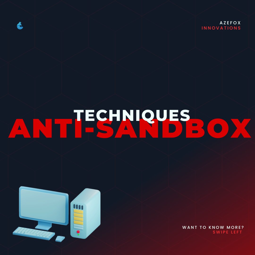 We_Azefox's tweet image. Anti-Sandbox Techniques

Malware evades analysis with:
• Env checks (VM, MACs, tools)
• Long sleep/timing delays
• User-input gates
• Debugger detection

Outsmart it — extend analysis, detect anti-sandbox logic
#cybersecurity  #SandboxEvasion #AzefoxInnovations