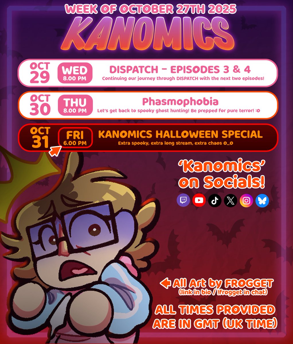 Kanomics's tweet photo. I'm doing a HALLOWEEN SPECIAL STREAM EVENT!!
I'll be streaming extra long on Halloween doing a whole lot of horror games!! Accepting horror game suggestions in the Discord server if you want to help (link in bio)!!
#horrorgame #smallstreamer #streamevents #halloween #frightfest https://t.co/Gr11HiwLgn