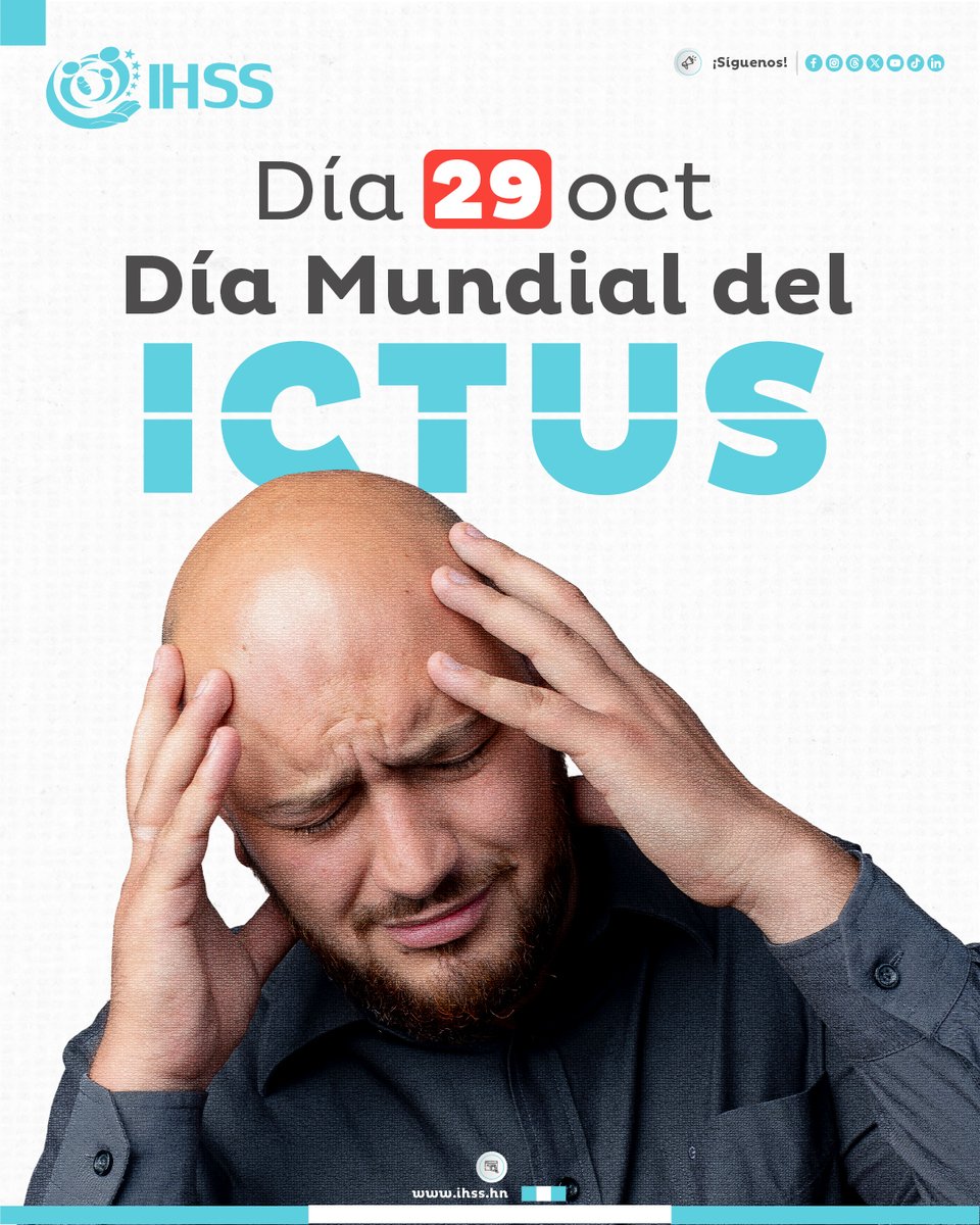 🧠Día Mundial del Ictus
Cada minuto cuenta.
Reconocer los síntomas a tiempo puede salvar vidas:
👉Dificultad para hablar
👉 Pérdida de fuerza o sensibilidad en un lado del cuerpo
👉Alteración repentina de la visión o el equilibrio.