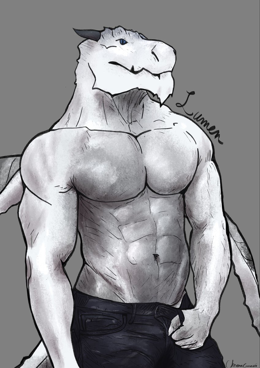 Allow me to introduce to you guys my personal OC who will be my avatar. His first name is Lumen, and he is a space dragon inspired by the moon. Height=7’4”, his spots change based on the moon phase, his tail is about twice his height, and he has a strong telekinetic ability.