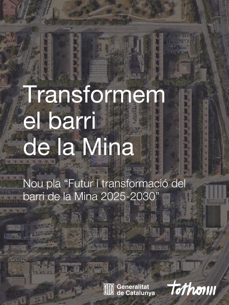 dsocialscat's tweet photo. Presentem el pla “Futur i transformació del barri de la Mina 2025-2030”, un full de ruta urbanístic i social per als propers 5 anys.

@govern i institucions del @ConsorciMina planifiquen el futur del #BarriLaMina amb actuacions concretes, calendari i un pressupost de 113,2 M€ per portar-les a terme.