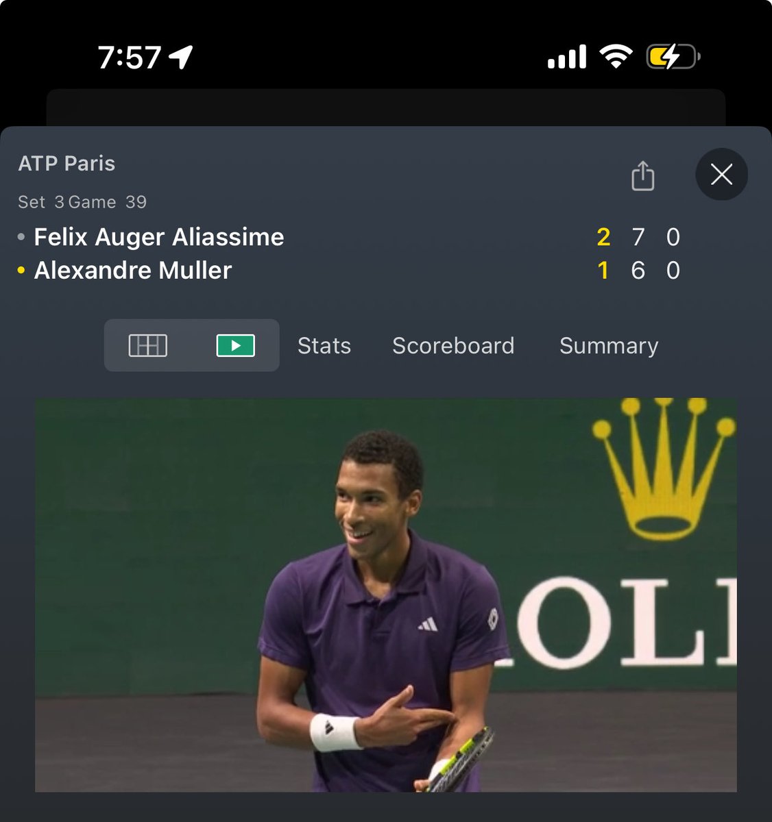 pudgyfoo's tweet photo. Let’s goooooo FAA taking the deep 3rd set W at ATP Paris. https://t.co/0Qk6xumWc0