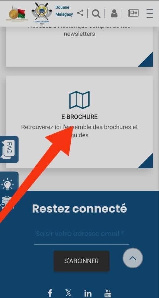 📘 Découvrez la nouvelle rubrique “𝙚-𝙗𝙧𝙤𝙘𝙝𝙪𝙧𝙚𝙨” de la Douane Malagasy !

👉 Consultez, téléchargez et restez informé sur les réformes, innovations et services proposés par la #Douane_Malagasy.
🔗 Lien : lnkd.in/eCjdDCk7