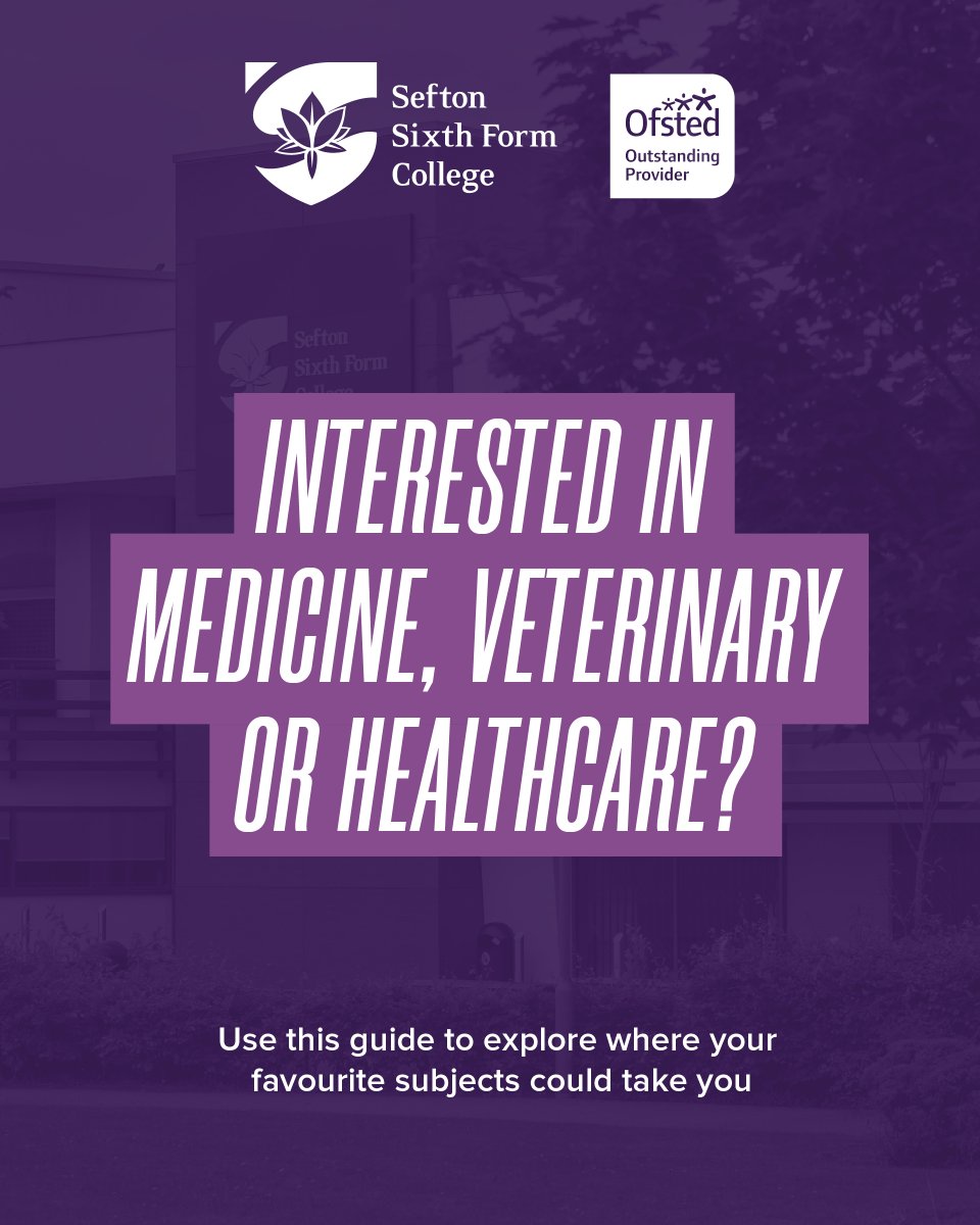 seftonsixth's tweet photo. Choosing what to study at A-Level can be tricky, so we’ve put together a helpful guide to make it a bit easier for you!

If you're interested in Medicine, Veterinary Science or Healthcare, check out our recommendations of what subjects to study and where they can take you 💊🩺 https://t.co/OM7iQv31uq