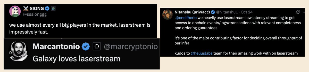 多张 X 帖子的拼贴，赞扬 LaserStream