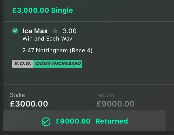 BOOM 💥 ICE MAX WINS EASILY! ❄️🔥

Exactly as written – the perfect script! We said he’d travel strong, hit the front two out, and put it on ice from there… and that’s exactly what he did! 😎💎

ICE MAX looked a class above from the off – cruised through, glided past them like