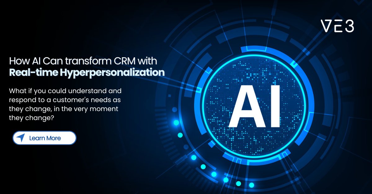 ve3global's tweet photo. Hyperpersonalization is a dynamic strategy that goes far beyond traditional methods by leveraging real-time data and the symbiotic power of AI and CRM
👉Learn More on How AI Transforms CRM Capabilities: https://t.co/09dXbHnozH
#CRM #AI #digitaltransformation #VE3 #customer https://t.co/rSK7hB3Jlk