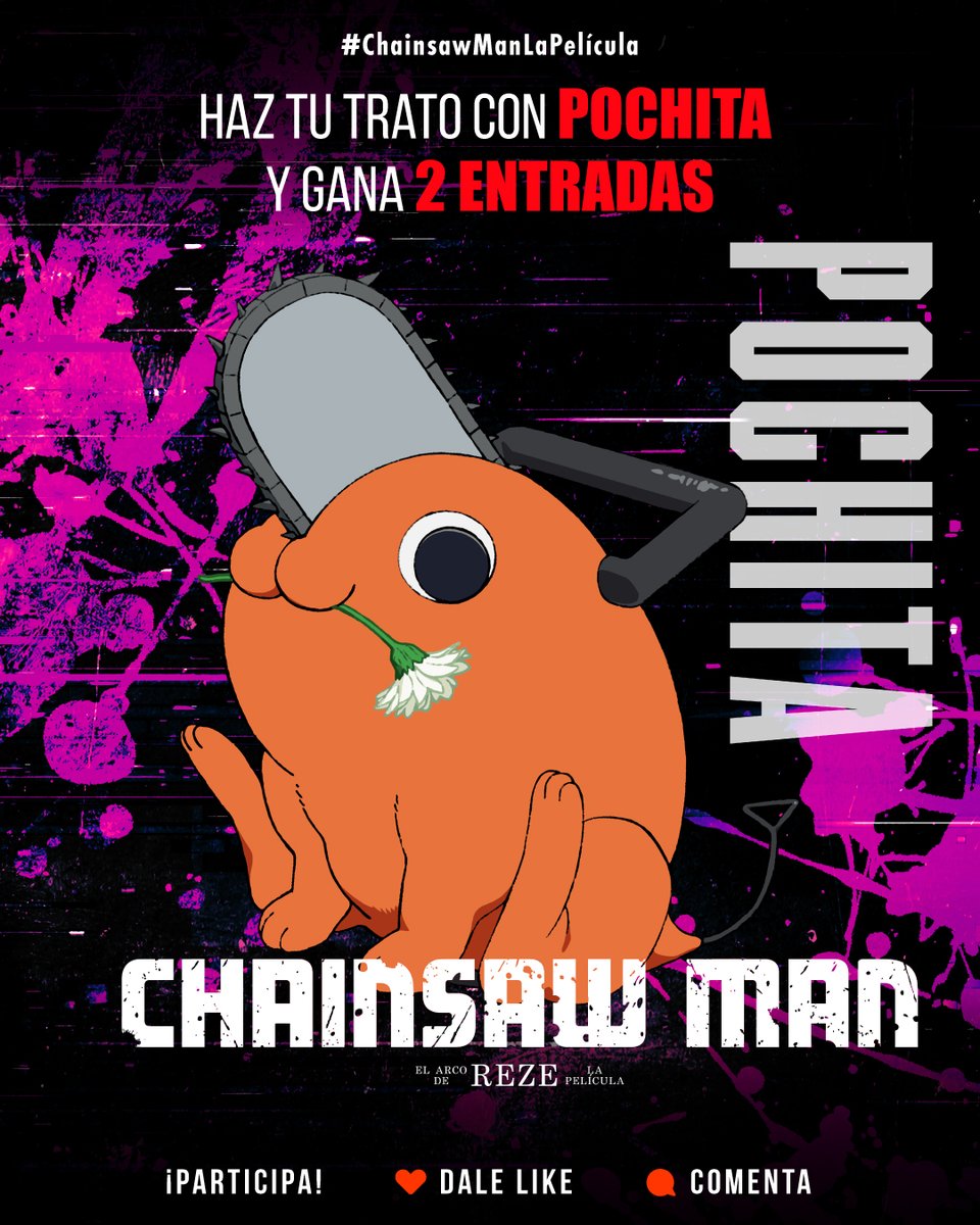Cuéntale tu sueño a Pochita en comentarios y tendrás la oportunidad de ganar entradas de cine este #halloween.
¡No te pierdas #ChainsawManLaPelícula, ya en cines!