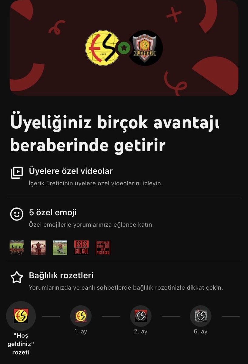 🎥 ESES YouTube Katıl Sistemi Açıldı!

Artık sadece maç günleri değil, kulübemizin içinden, soyunma odasından, maç öncesi motivasyon anlarından da Eskişehirspor’u yaşayabileceğiz.

Katıl sistemiyle yapılacak her destek, doğrudan kulübümüze nefes olacak.

Bu forma için, bu şehir