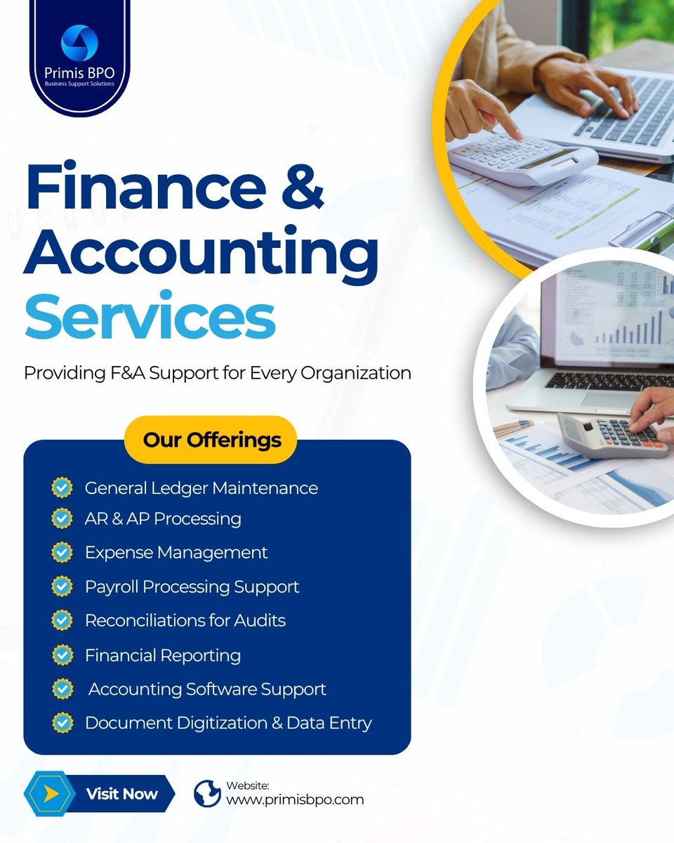 primisbpo's tweet image. 𝐋𝐞𝐚𝐫𝐧 𝐦𝐨𝐫𝐞: tinyurl.com/3hab5mux.

At Primis BPO, we help organizations stay financially organized, compliant, and informed. Our reliable team ensures accuracy, timeliness, and complete confidentiality in every transaction.

#Primis #Outsourcing #Finance #Accounting