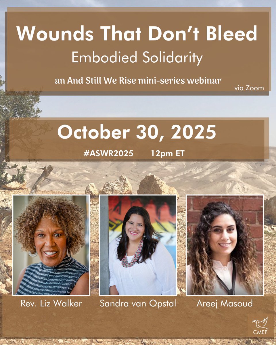 Tomorrow! This webinar series seeks to begin educating women on trauma and its effects, while also equipping them with the tools to build resilience and walk in solidarity with those healing.  cmep.org/cmep-events/wo… #CMEPEducates #ASWR2025 #ASWR