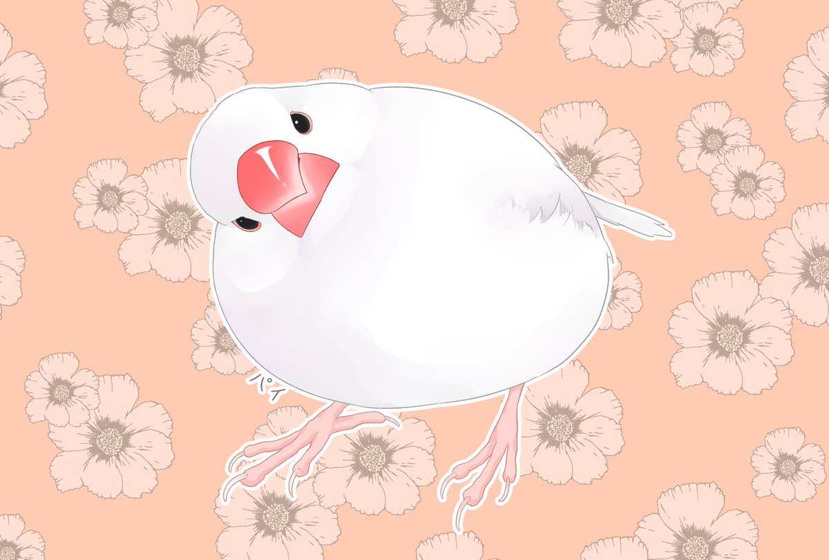 文鳥まつり17 でふくふく堂さん<a href="/fukufukudo_514/">ふくふく堂</a>のイラストオーダーで描いていただいたパイのお雛様＆最近のリアルイラストです
とても素敵！文鳥雛のかほりがしてきそう〜
大人になっても甘えん坊な感じが可愛い！
ありがとうございました😊
