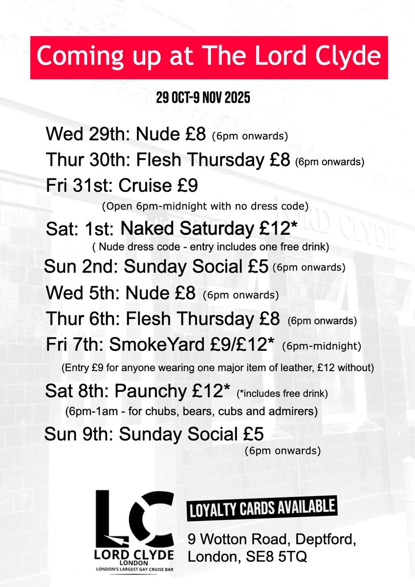 Here’s what’s coming up over the next couple of weeks at the Lord Clyde in Deptford.
