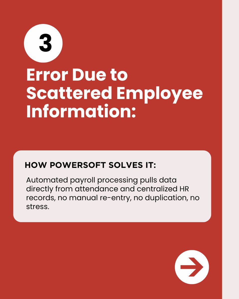 PowersoftSystem's tweet photo. Payroll mistakes cost time, money, and trust.

Here are the top 3 payroll errors most businesses make and how Powersoft System helps you fix them for good.

Swipe to uncover them! ➡

https://t.co/u79XCmhTSm

#Payroll #Payrollerror #HRSoftware #BusinessGrowth #PowersoftSystem https://t.co/DLfdBj0LB8