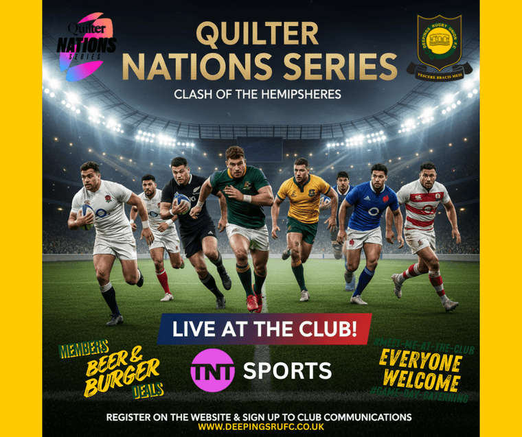 The Quilter Nations Series: Clash of the Hemispheres - Get ready for the biggest clashes of the international rugby season!
LIVE exclusively on TNT Sports at DRUFC - FEEL FREE TO SHARE - everyone is welcome to join us.
deepingsrufc.co.uk/news/the-quilt…