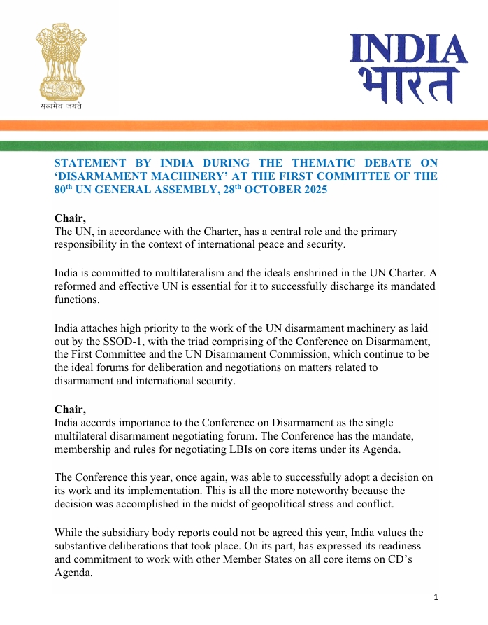 India at Conference on Disarmament, Geneva tweet media