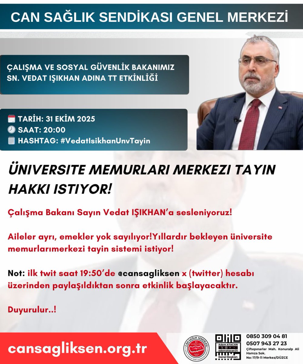 SAYIN ÇALIŞMA BAKANIMIZ <a href="/isikhanvedat/">Prof. Dr. Vedat Işıkhan</a> 

GEÇMİŞTE ÜLKEMİZDE BİRÇOK DARBE YAŞANDI…! 

DARBEDEN SONRA DARBE ARTIKLARI TEMİZLENMİŞTİR.

KENAN EVREN DARBESİNDEN SONRA DARBE KOMİSYONU YÖK BAŞKANLIĞINI KURDU VE HAYATA GEÇİRDİ…!

KAMU/DEVLET ÜNİVERSİTELERİNDE GÖREV YAPAN MEMURLARIN